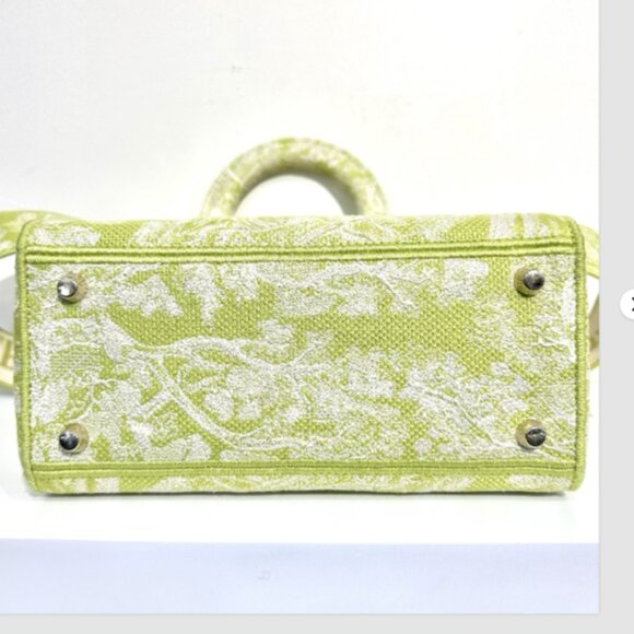CHRISTIAN DIOR LADY D-LITE TOILE DE JOUY REVERSE EMBROIDARY 2WAY BAG - Green - Picture 3 of 8